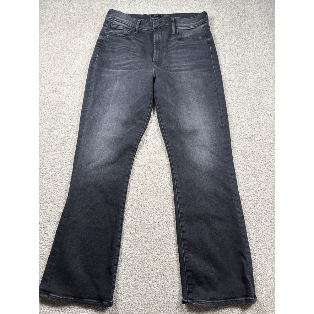 MOTHER The Outsider Flood Jeans Black Bootcut Flared Not Today Satan Dark 31